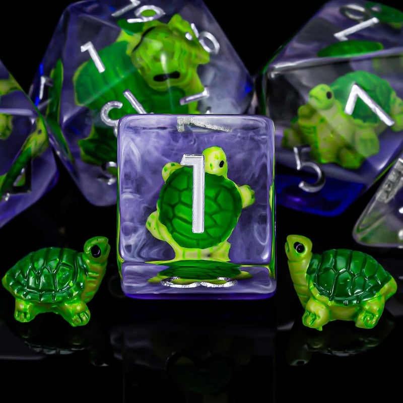 weyano DND Resin Tortoise Dice Set, D&D Polyhedral Dice for Dungeons and Dragons RPG, MTG Role Playing Games D and D Dice 7pcs D20 D12 D10 D8 D6 D4 - Image 4